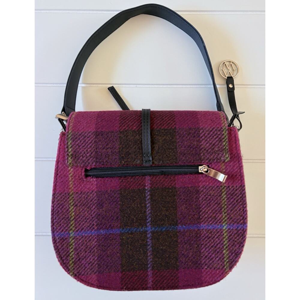 Mucros Weavers Irish Wool Tweed Pink Plaid Handbag Heritage Preppy Academia - Picture 3 of 15